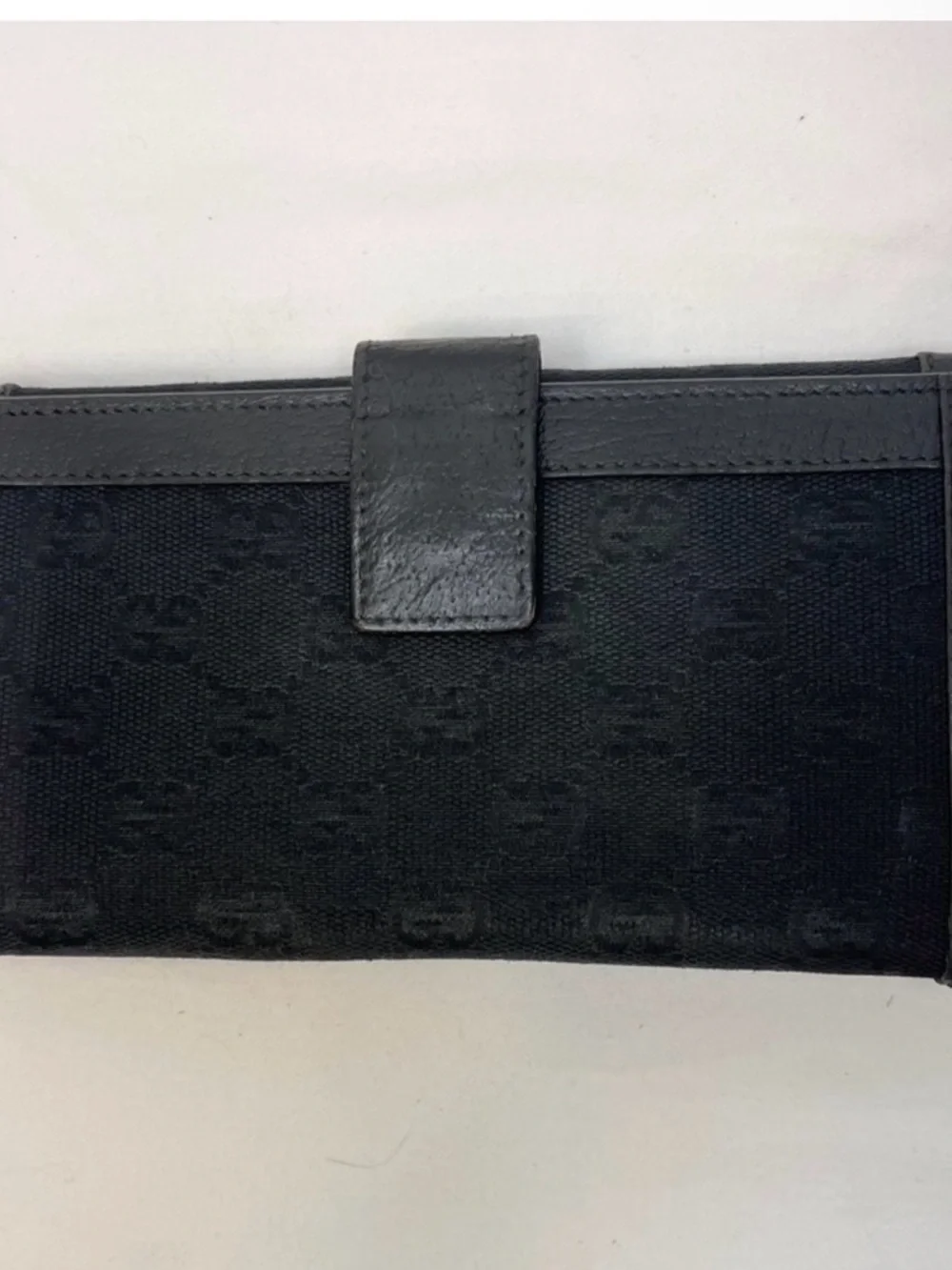 Gucci GG Monogram Continental Wallet with Gold Accents-EUC
